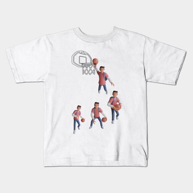 LOVE BASKET BALL Kids T-Shirt by AMINOS ART